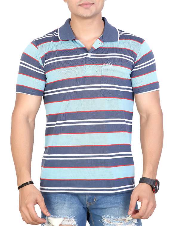 blue striped pocket t-shirt