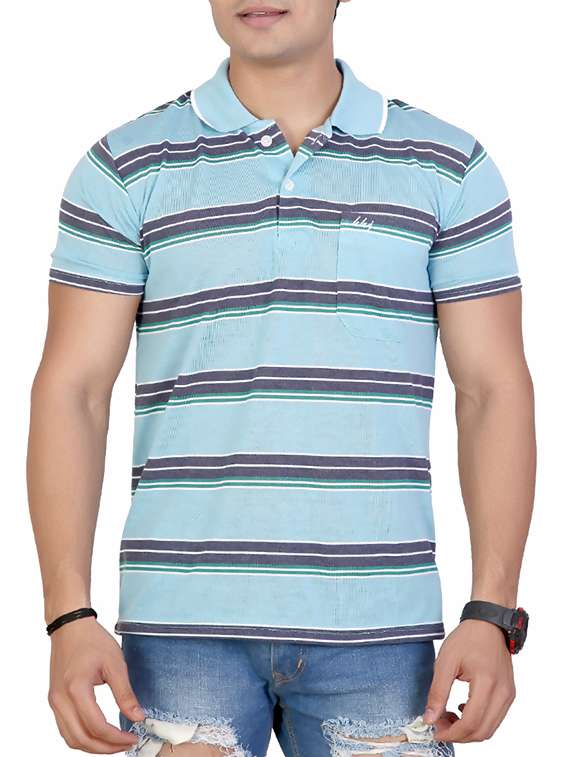 blue striped pocket t-shirt