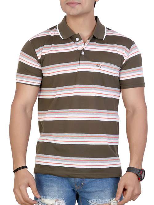 men striped pocket polo t-shirt - 15862390 - Standard Image - 0