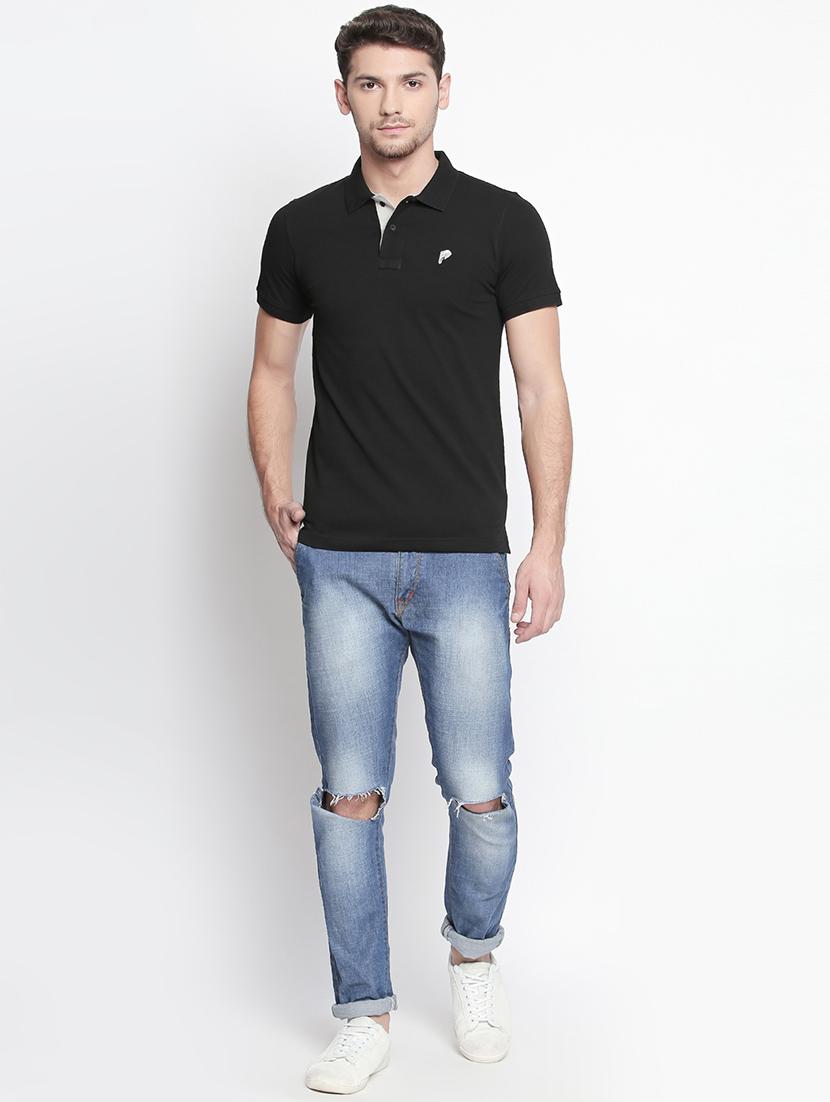 solid black polo t-shirt - 15863796 - Standard Image - 3
