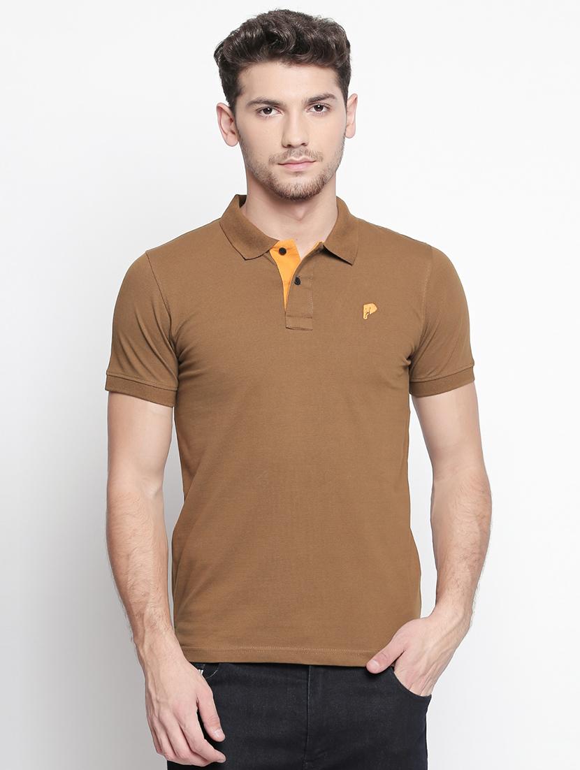 solid brown polo t-shirt - 15863799 - Zoom Image - 0