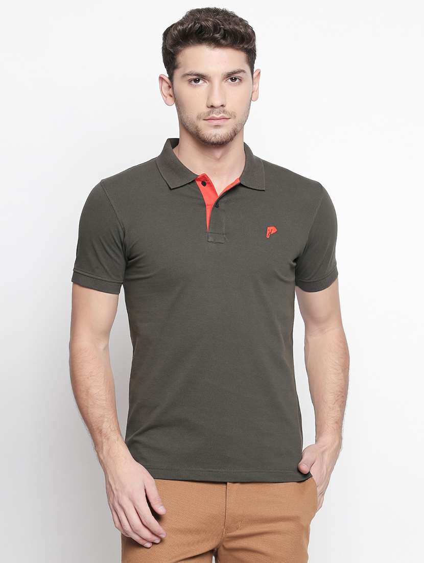 solid olive green polo t-shirt - 15863803 - Zoom Image - 0