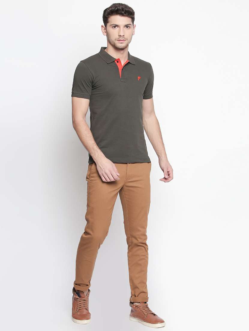 solid olive green polo t-shirt - 15863803 - Standard Image - 3