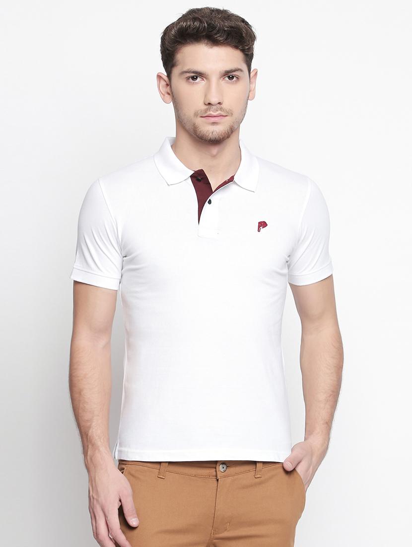 white solid polo t-shirt - 15863806 - Zoom Image - 0