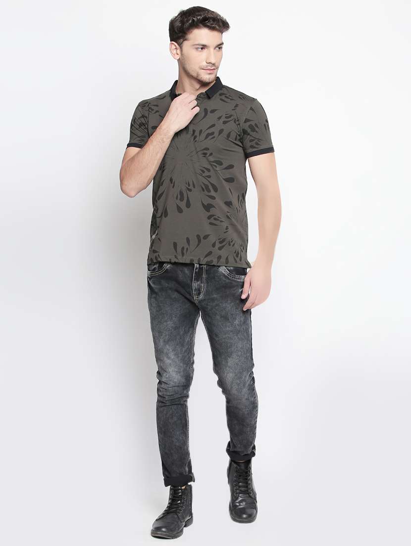 olive green all over print t-shirt - 15863812 - Standard Image - 3