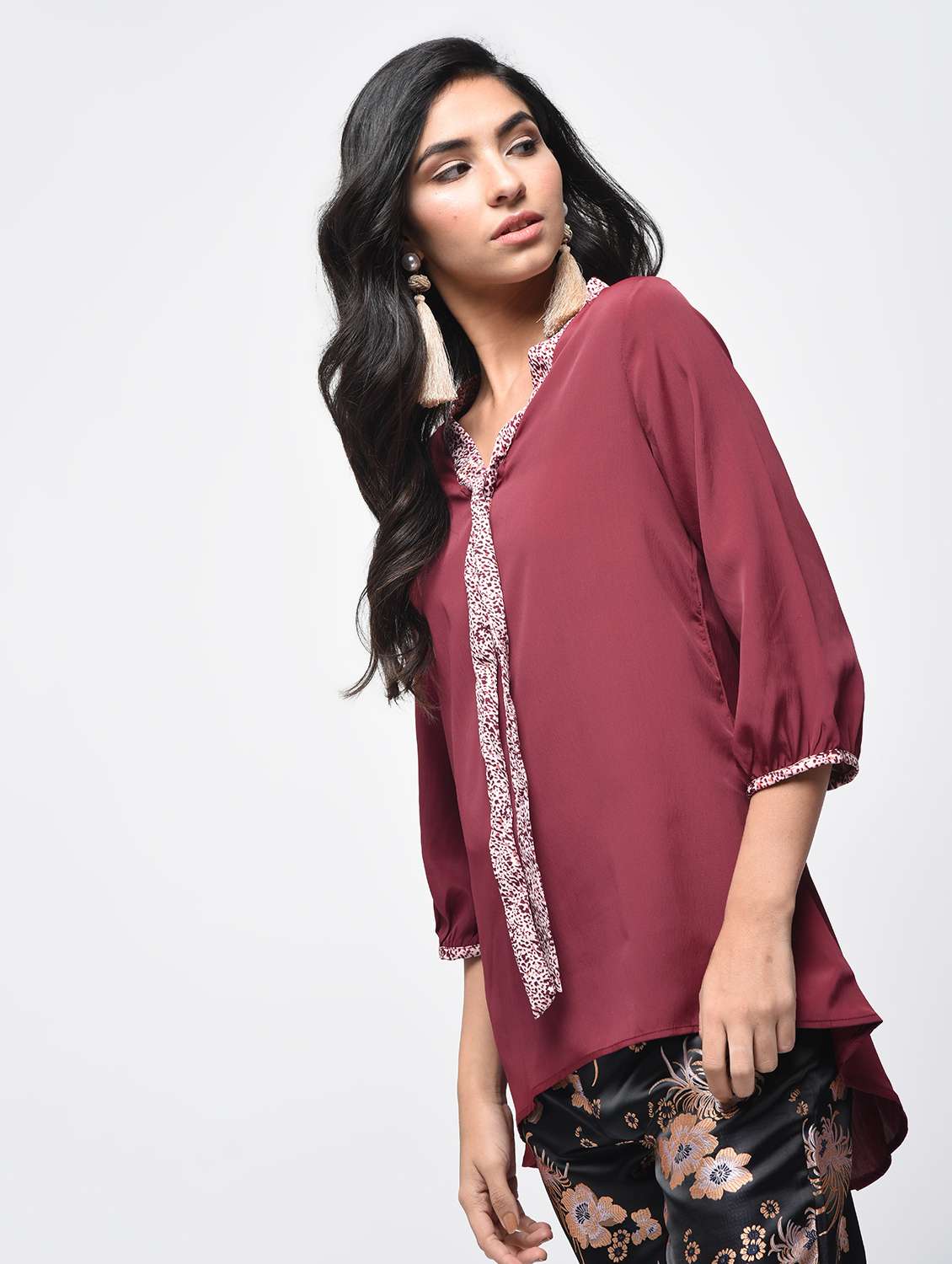 tie knot high low tunic