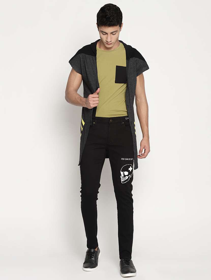 black cotton blend plain jeans - 15864863 -  Standard Image - 3