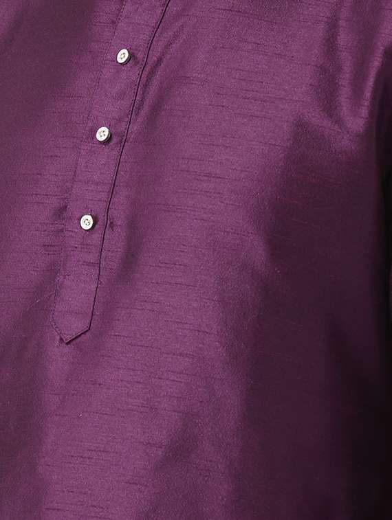 purple solid silk blend dhoti kurta set - 15867378 -  Standard Image - 3