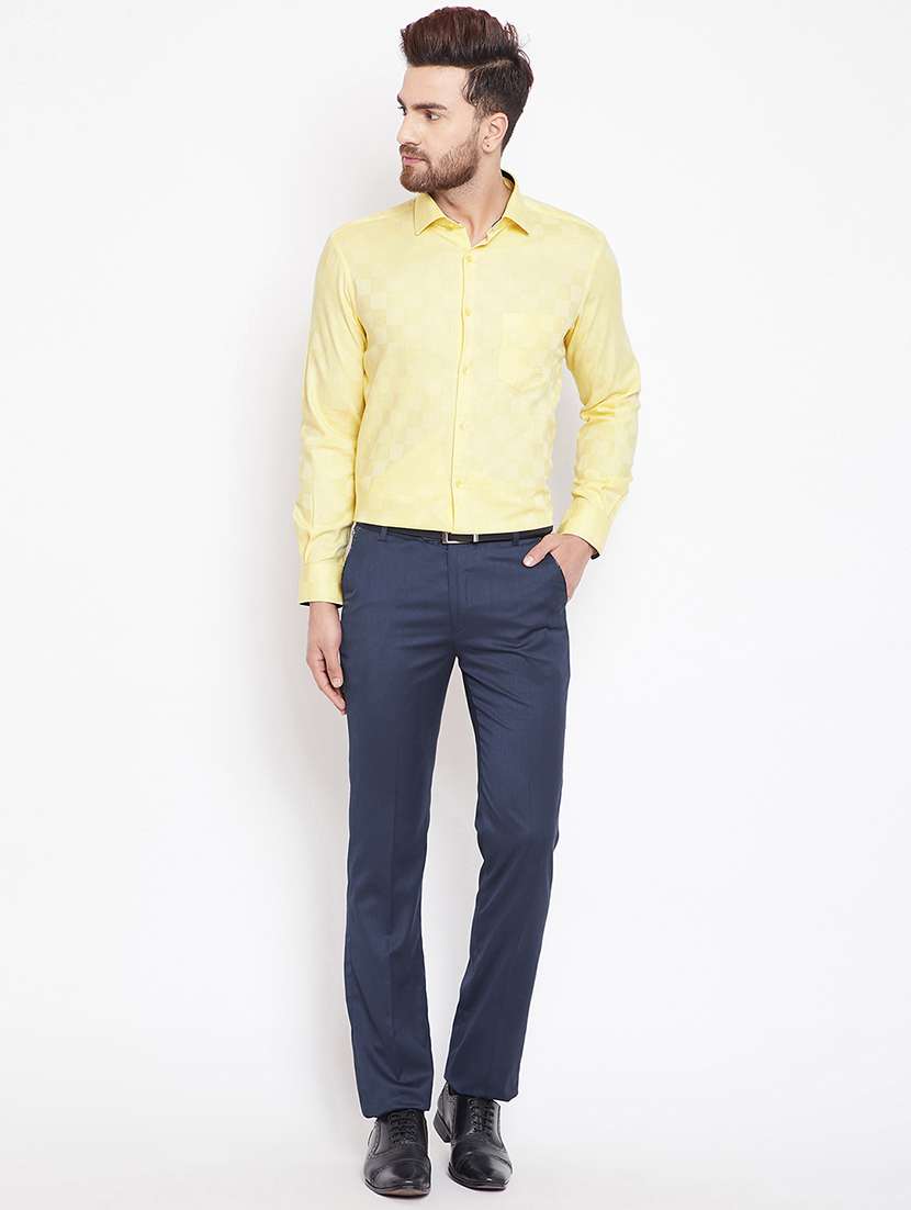 yellow checkered formal shirt - 15870340 -  Standard Image - 3