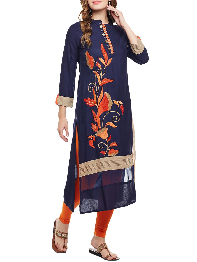 embroidered straight kurta - 15870481 -  Zoom Image - 0