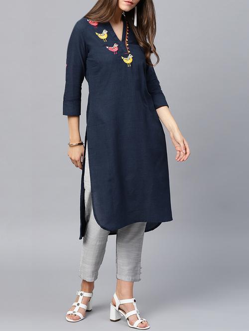 high low embroidered kurta - 15870483 - Standard Image - 0