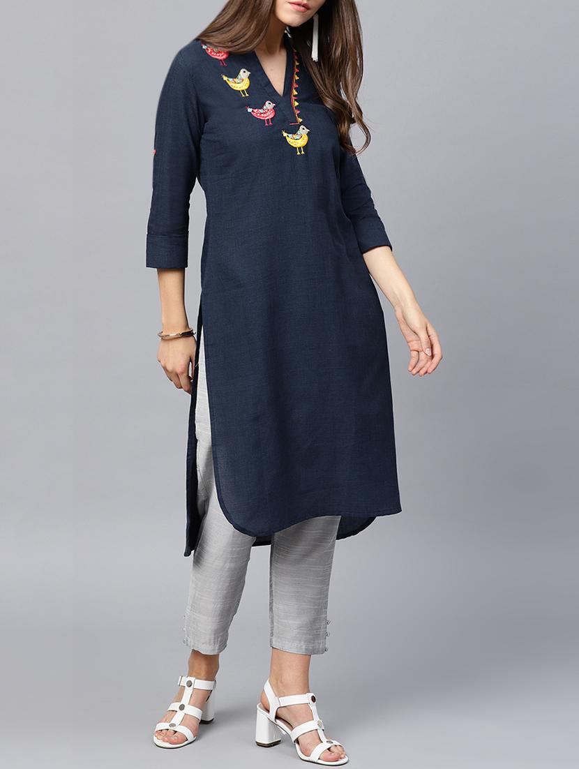 high low embroidered kurta - 15870483 - Zoom Image - 0