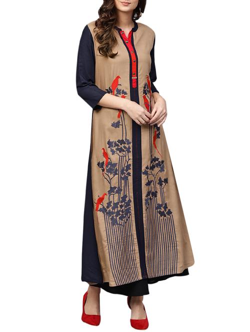 layered embroidered kurta - 15870484 - Standard Image - 0