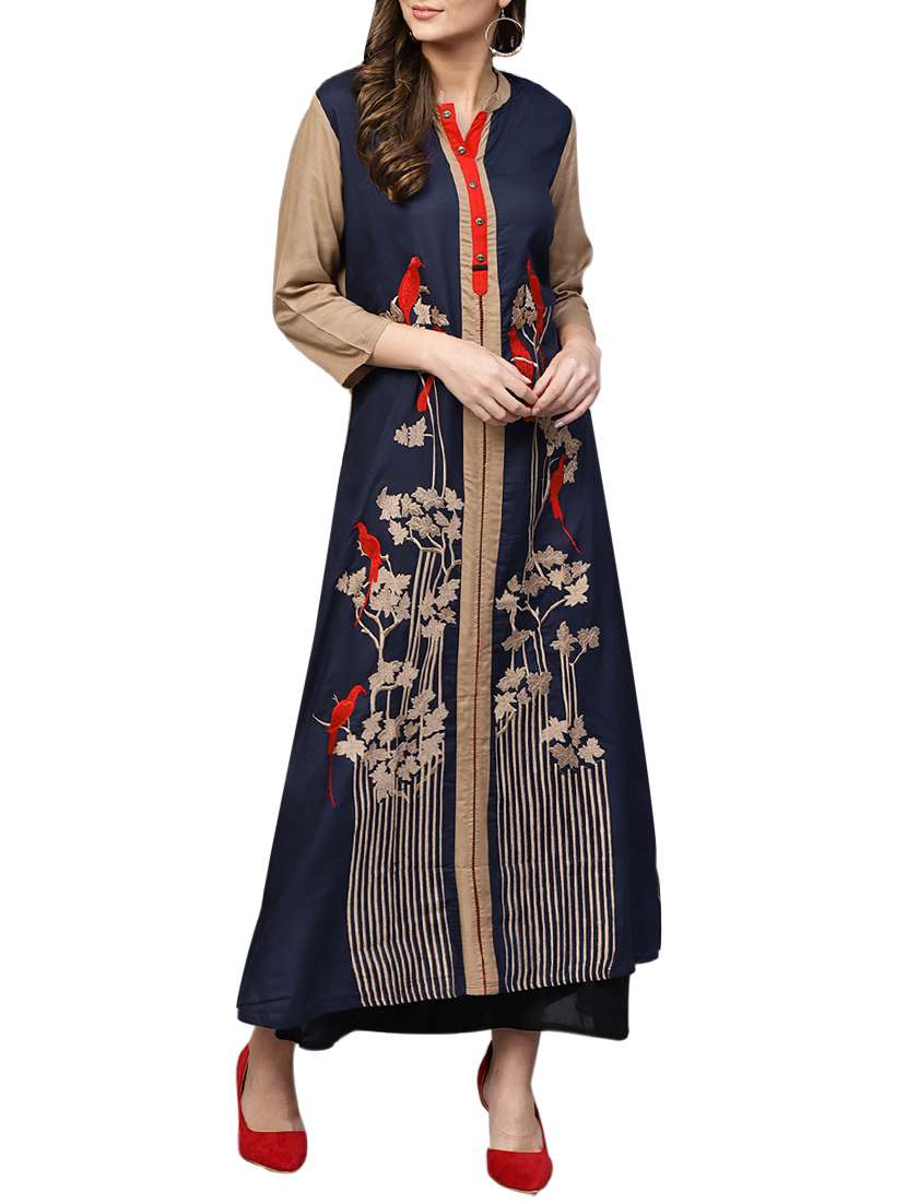 layered embroidered kurta - 15870485 - Zoom Image - 0