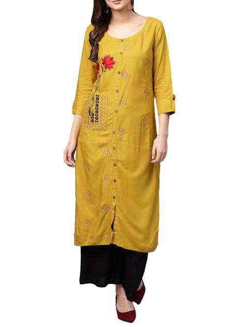 embroidered straight kurta - 15870503 - Standard Image - 0