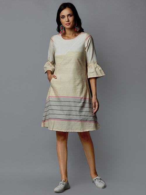 bell sleeved striped a-line dress - 15873060 -  Standard Image - 0