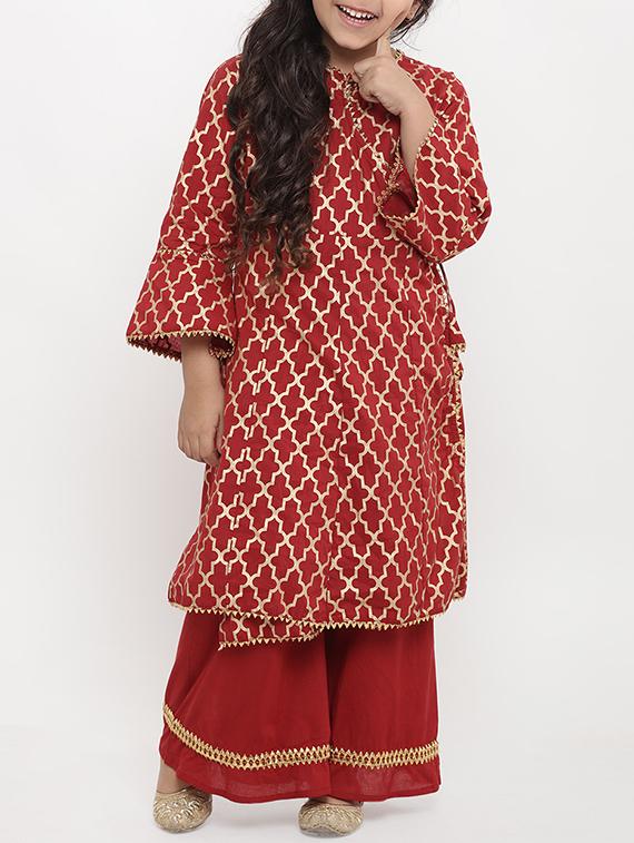 red cotton suit set - 15873087 - Zoom Image - 0