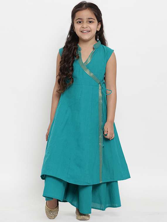 green kurta palazzo set - 15873094 - Standard Image - 3