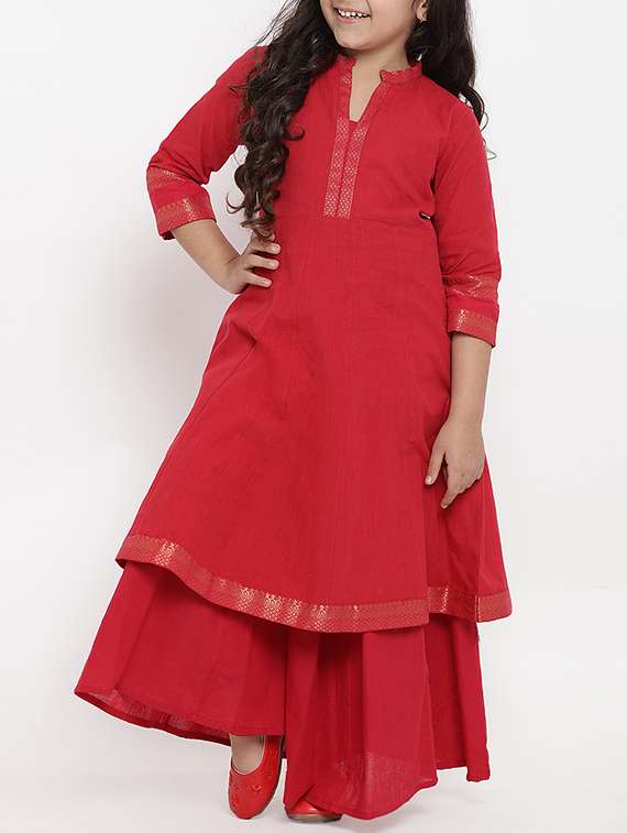 red solid palazzo suit set - 15873095 - Zoom Image - 0