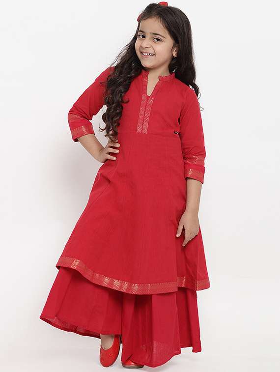 red solid palazzo suit set - 15873095 - Standard Image - 3