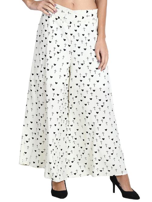 heart print flared palazzo - 15874763 -  Standard Image - 0