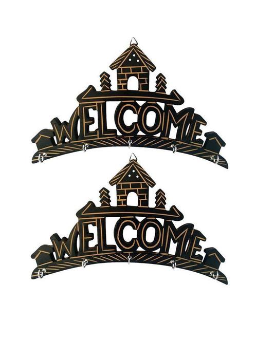 desi karigar beautiful wooden wall hanging key holder with key hooks in home shape. a perfect key holder/manager - 15875245 -  Standard Image - 0