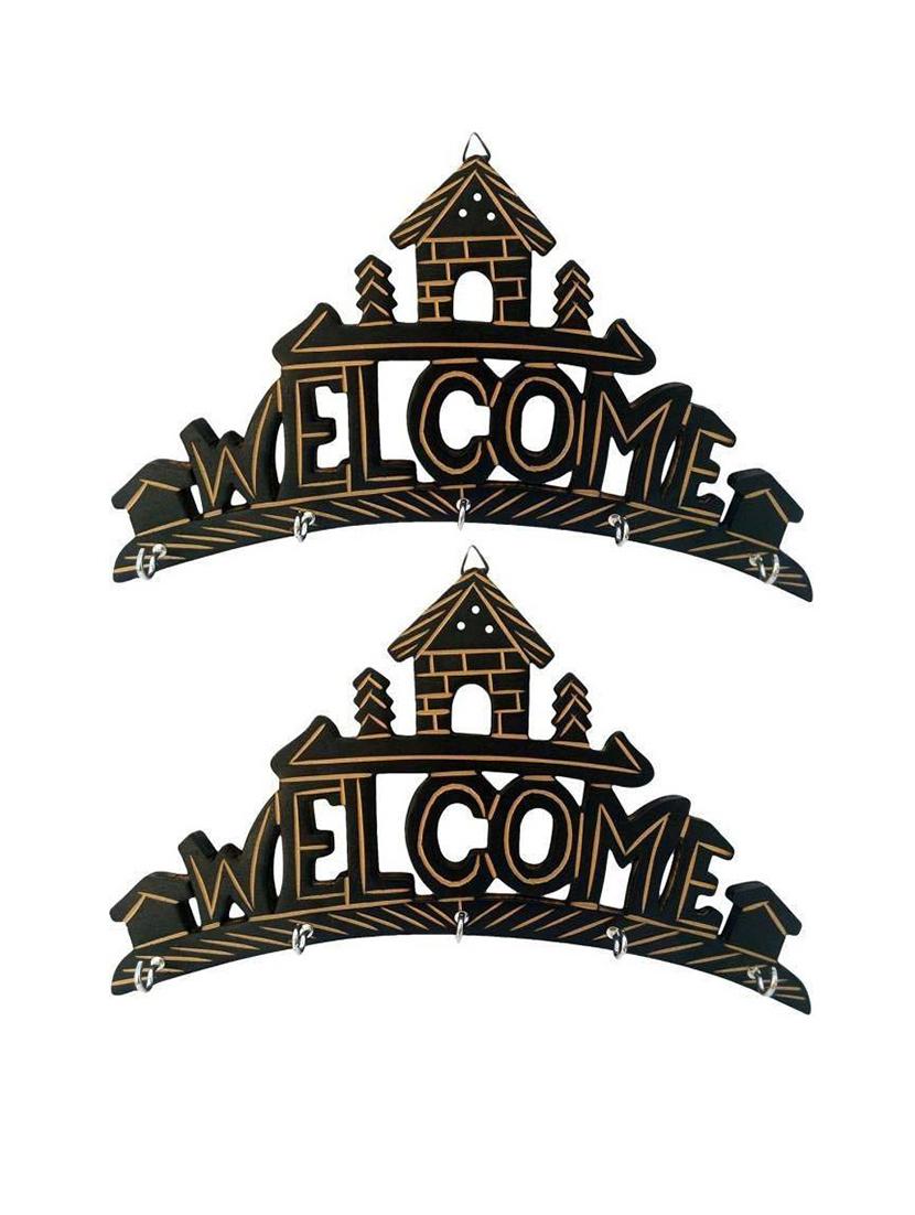 desi karigar beautiful wooden wall hanging key holder with key hooks in home shape. a perfect key holder/manager - 15875245 -  Zoom Image - 0