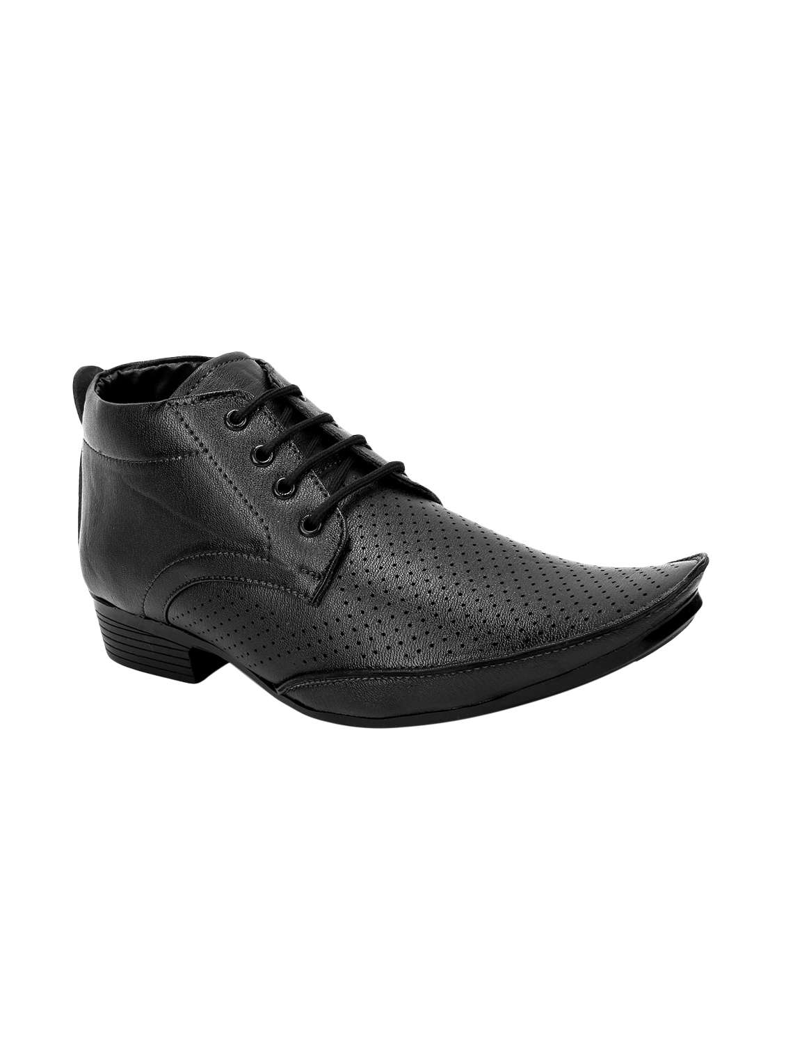 black leatherette lace-up derbys