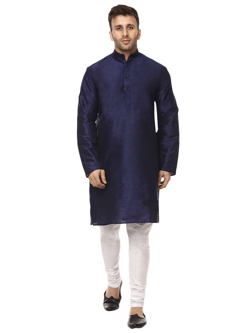 blue pure silk kurta pyjama set