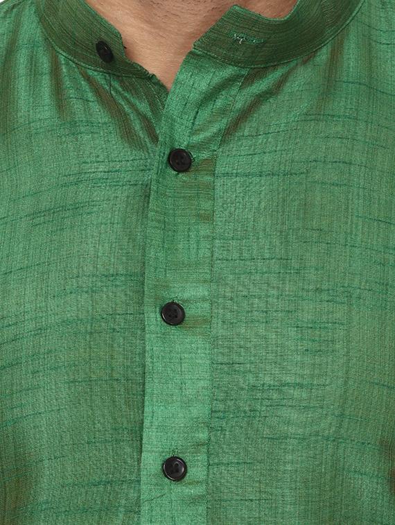green pure silk kurta pyjama set - 15876563 - Standard Image - 3
