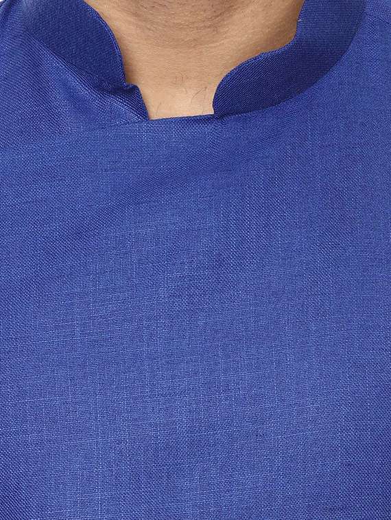 blue khadi asymmetric kurta - 15876570 - Standard Image - 3