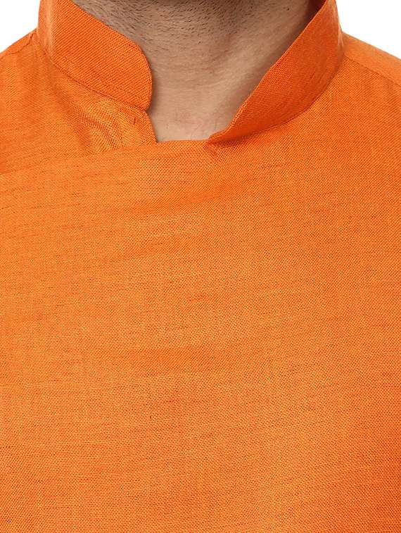 orange khadi asymmetric kurta - 15876574 - Standard Image - 3