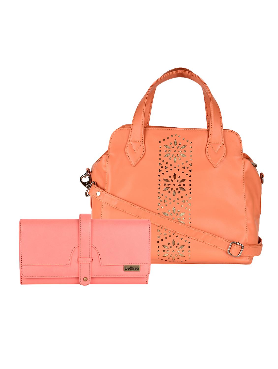 pink leatherette (pu) regular handbag & wallet combo - 15876723 - Zoom Image - 0