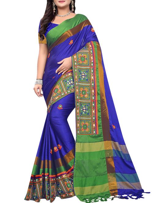 women's embroidered saree with blouse - 15876870 - Standard Image - 0