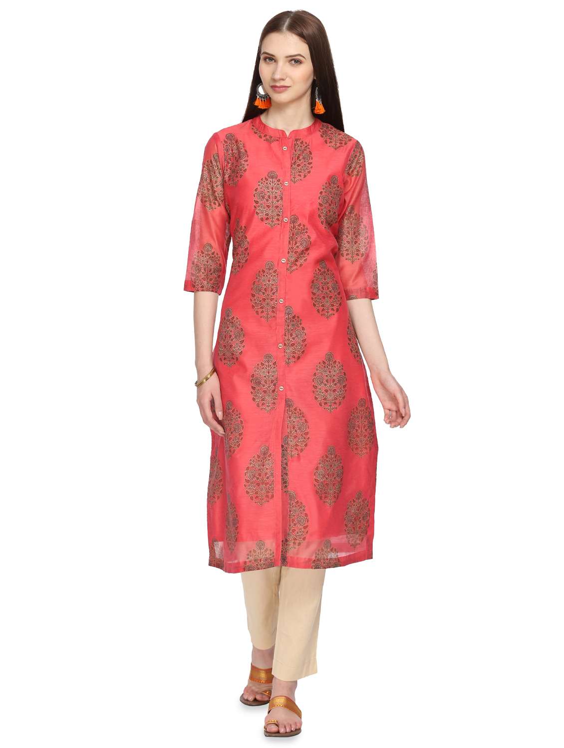 straight fit chanderi silk  kurtas