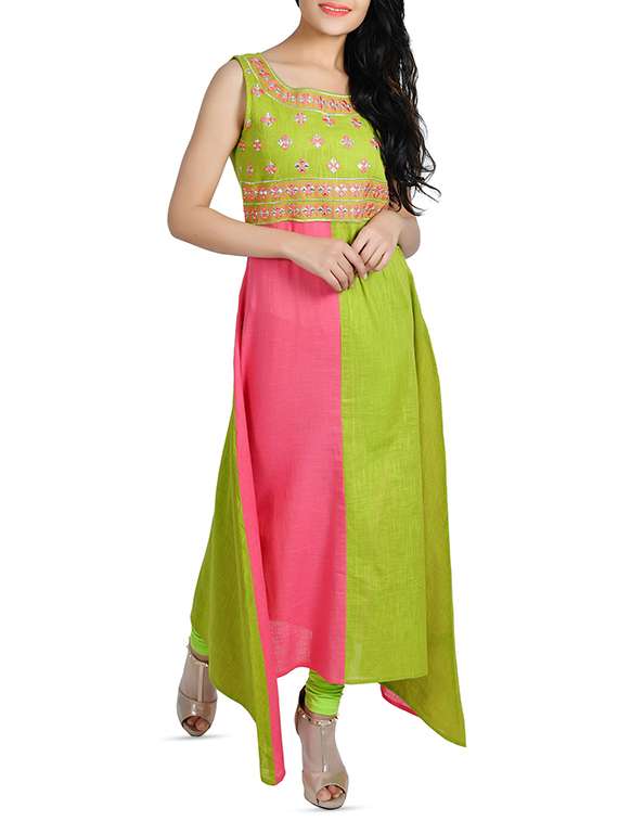 Asymmetric contrast kurta