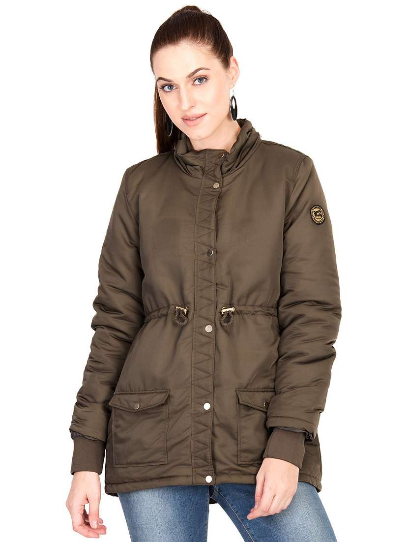 pocket patch drawstring waist parka jacket - 15878695 -  Zoom Image - 0
