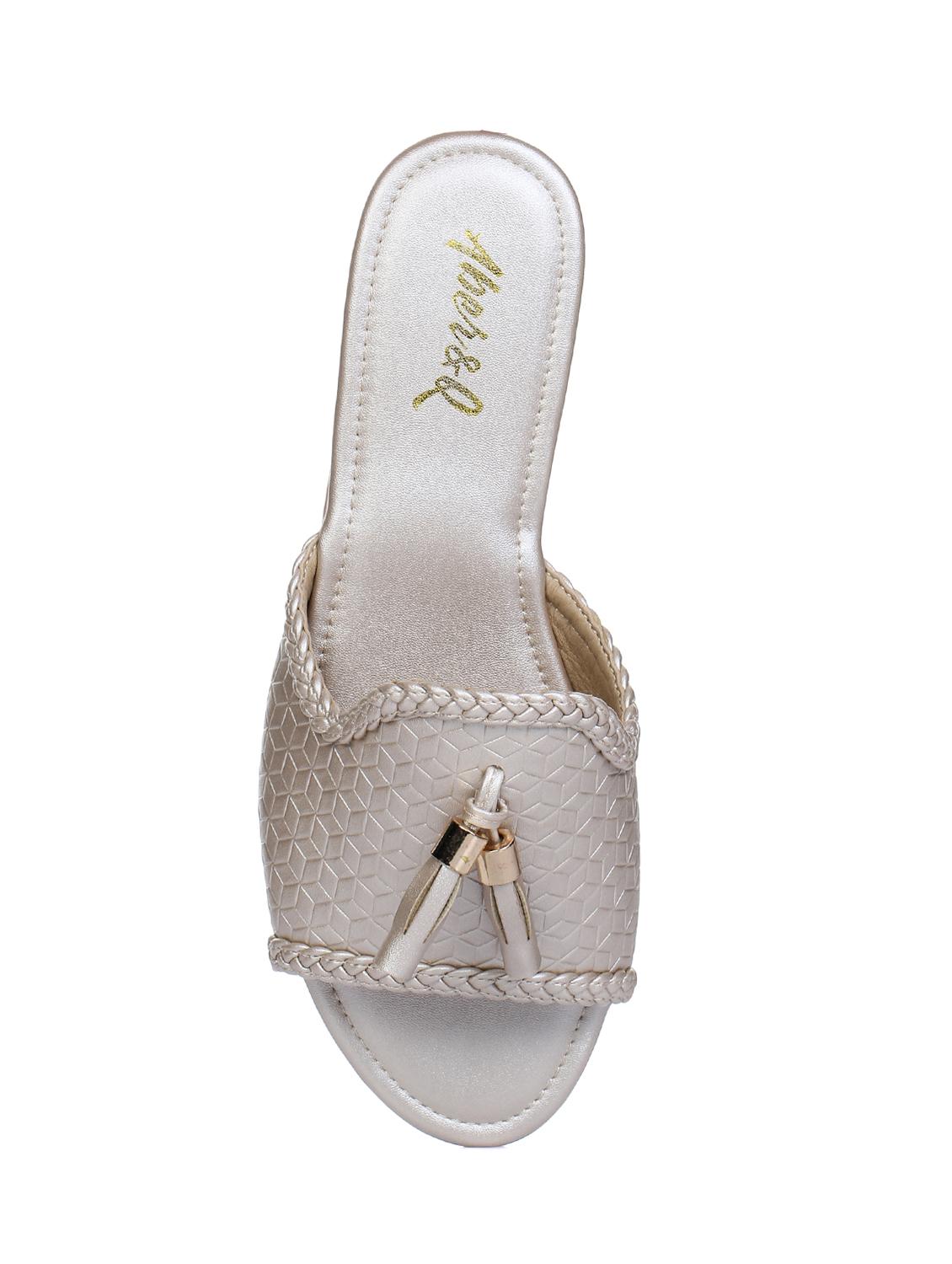 gold slip on sandals - 15881138 - Standard Image - 3