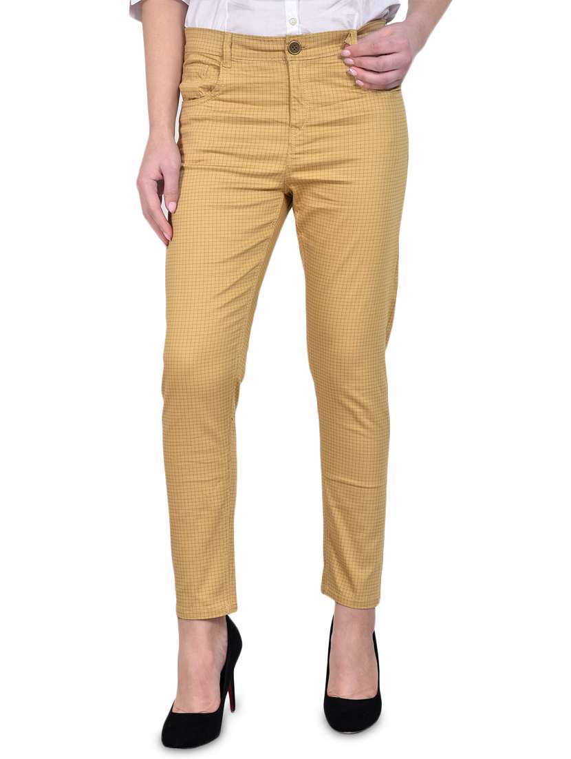 mid rise checkered chinos - 15883584 -  Zoom Image - 0