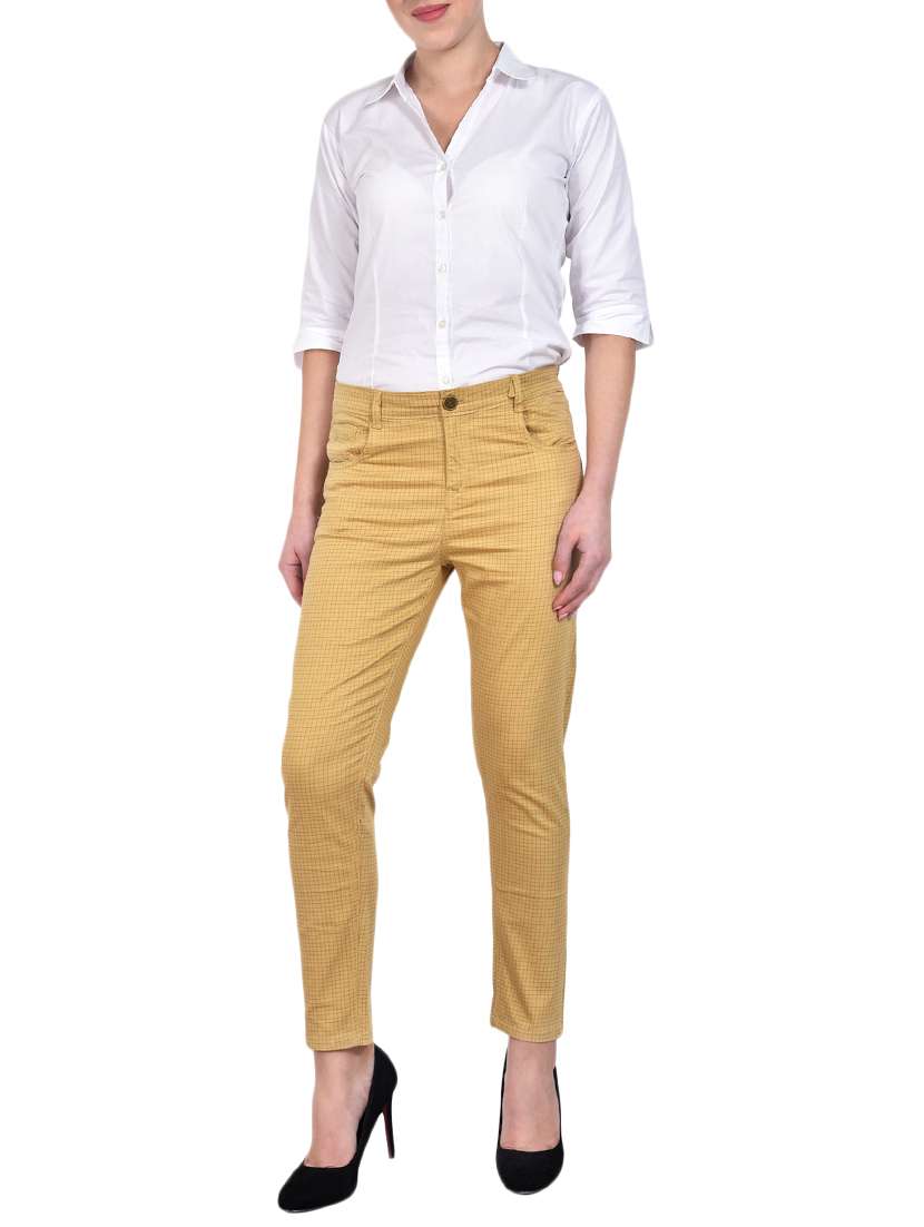 mid rise checkered chinos - 15883584 - Standard Image - 3