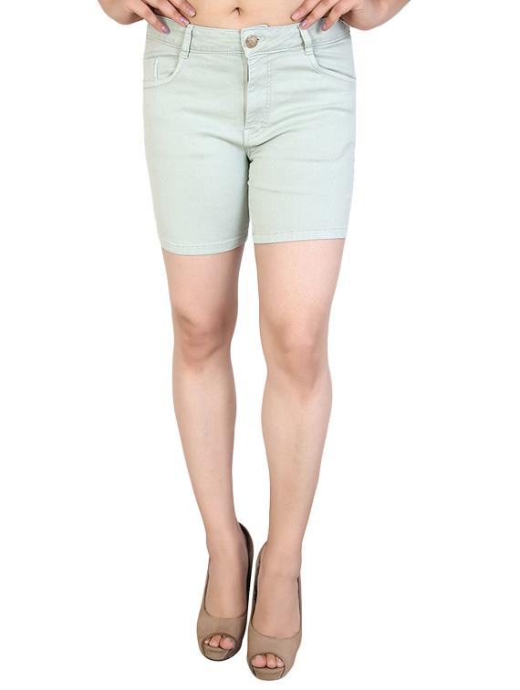 high rise button closure denim shorts - 15883660 -  Zoom Image - 0