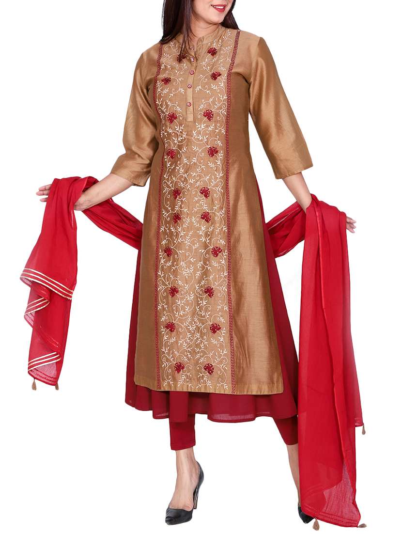 embroidered layered kurta