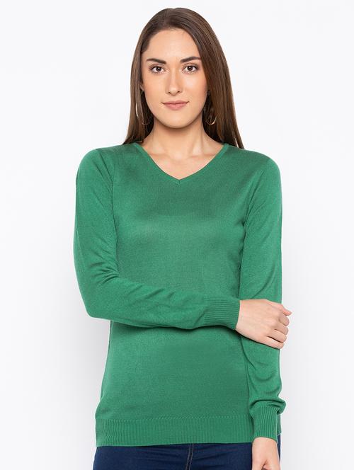 ribbed edge v-neck pullover - 15890349 - Standard Image - 0