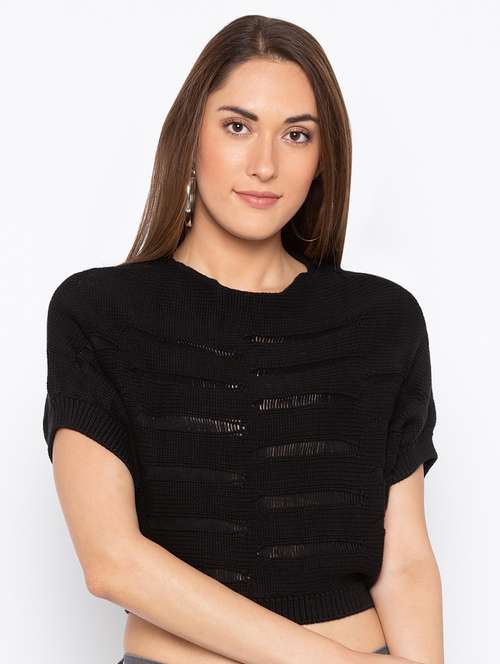 short sleeved cropped pullover - 15890352 - Standard Image - 0