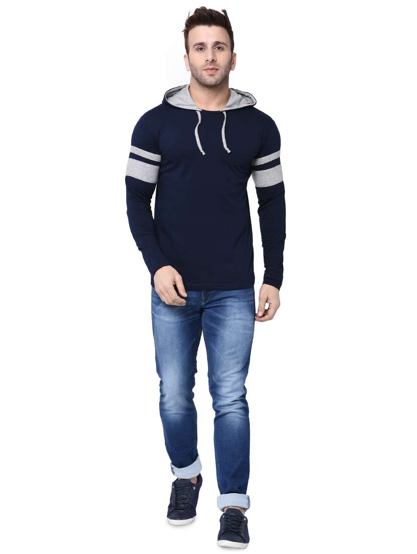navy blue taped hooded t-shirt - 15890611 -  Standard Image - 3