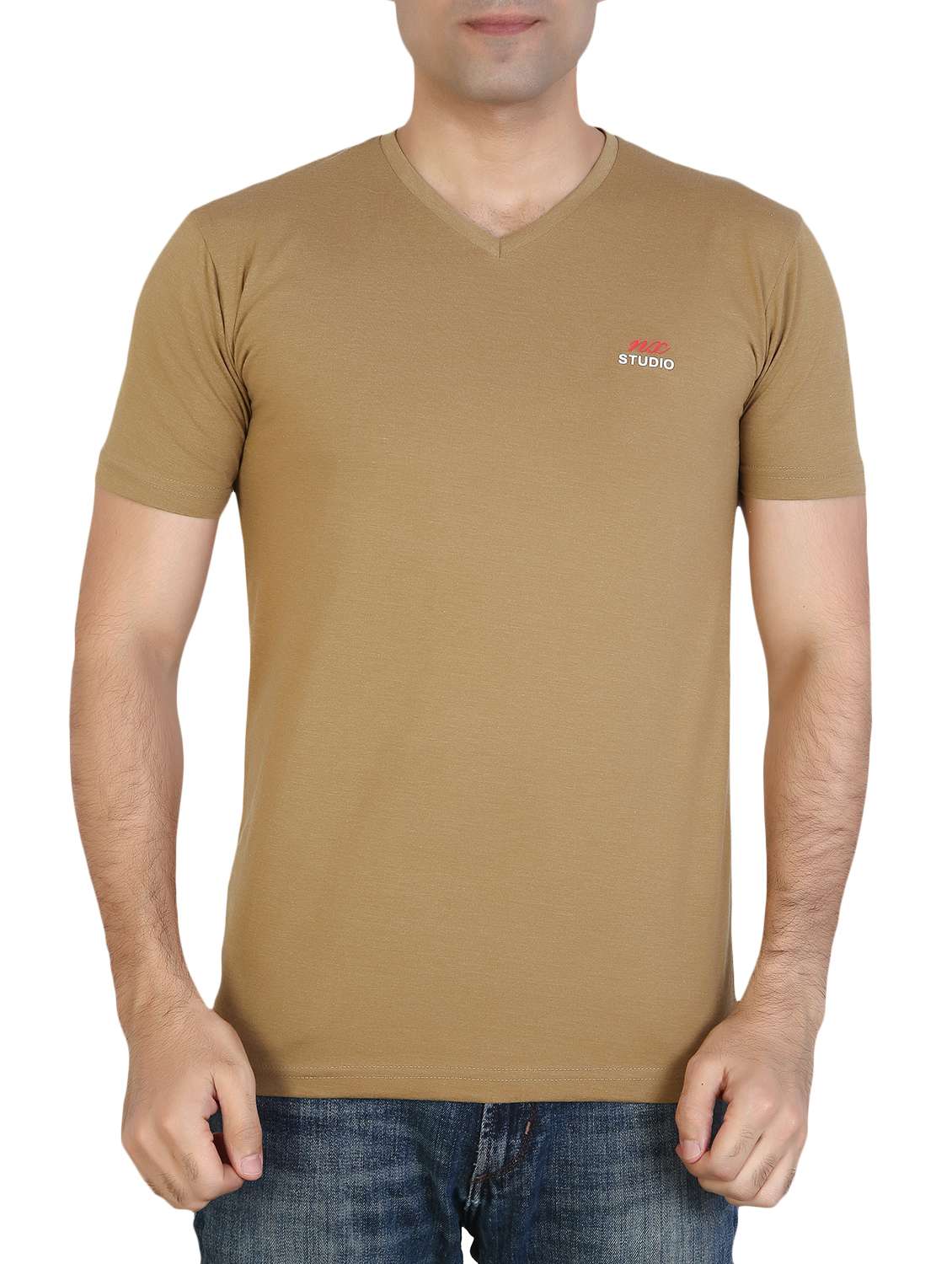 brown cotton blend t-shirt
