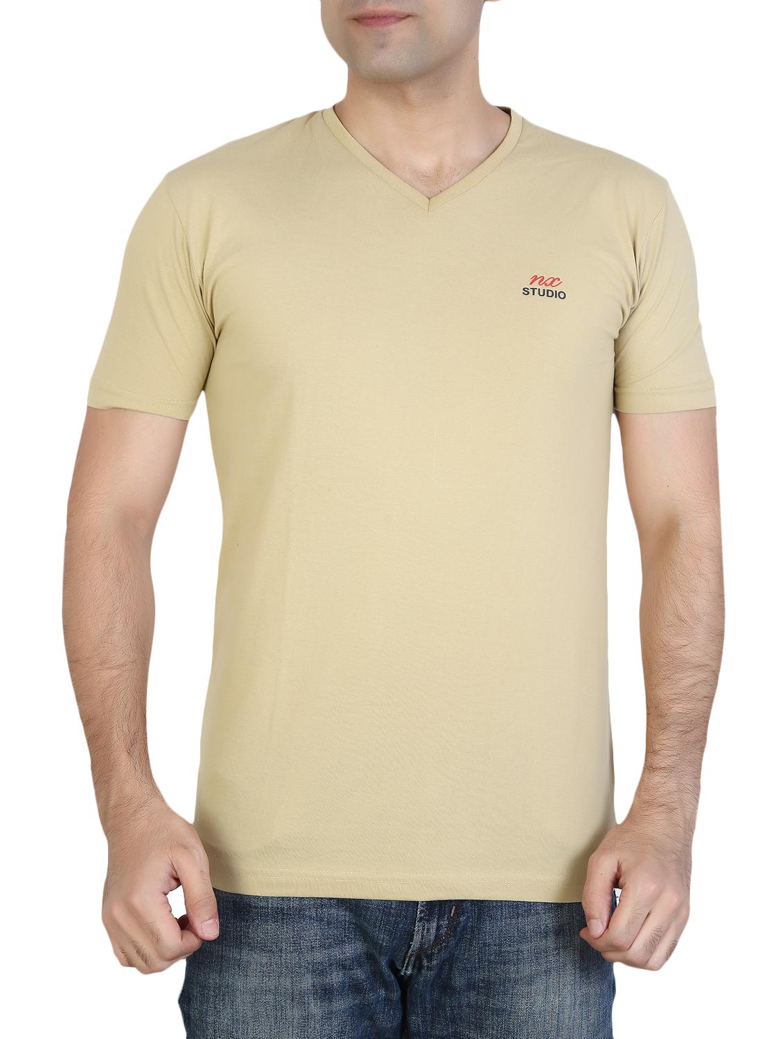 beige cotton blend t-shirt