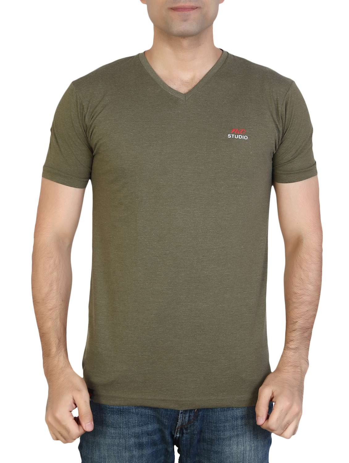 olive green cotton blend t-shirt
