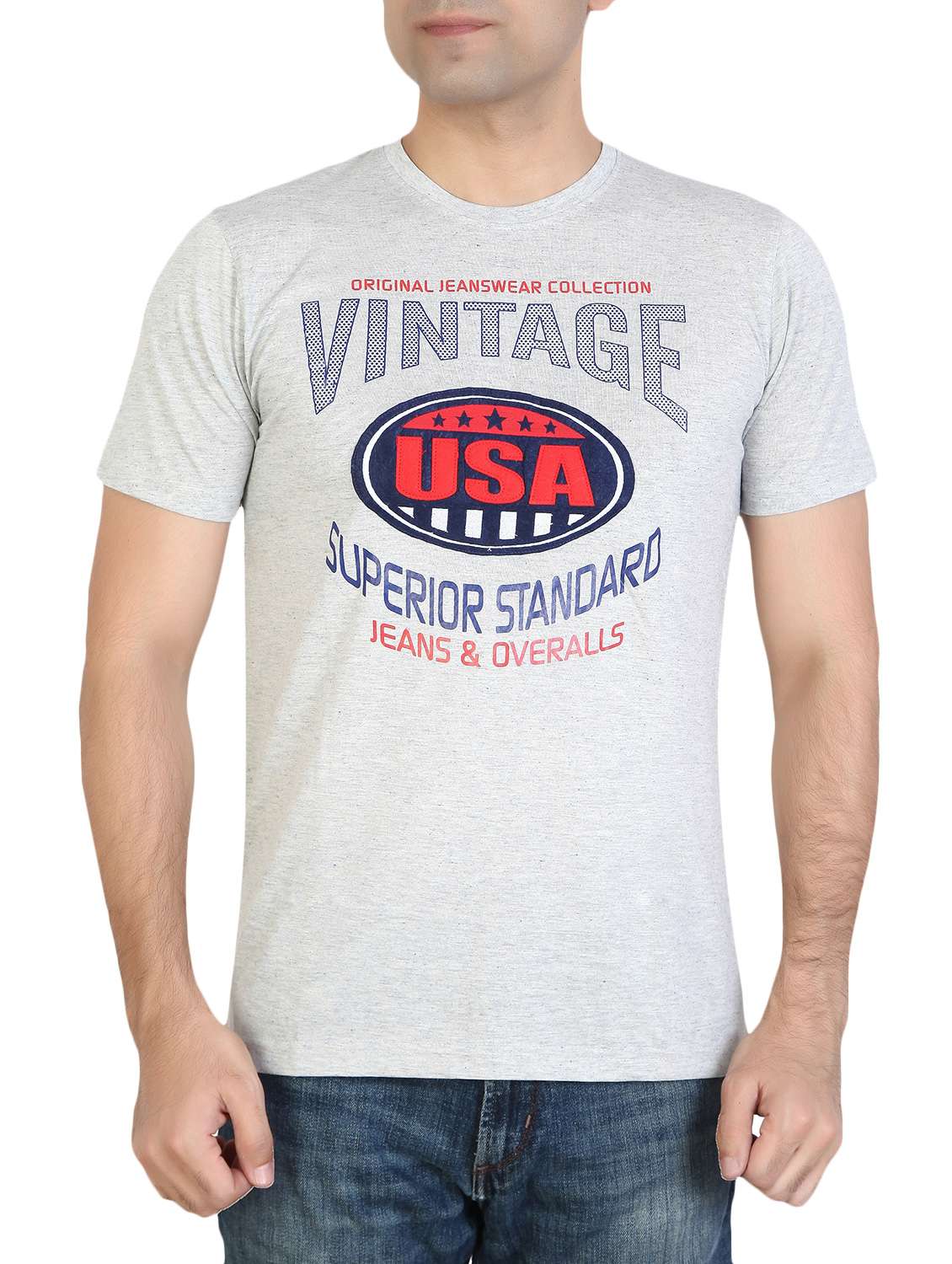 men round neck front print t-shirt