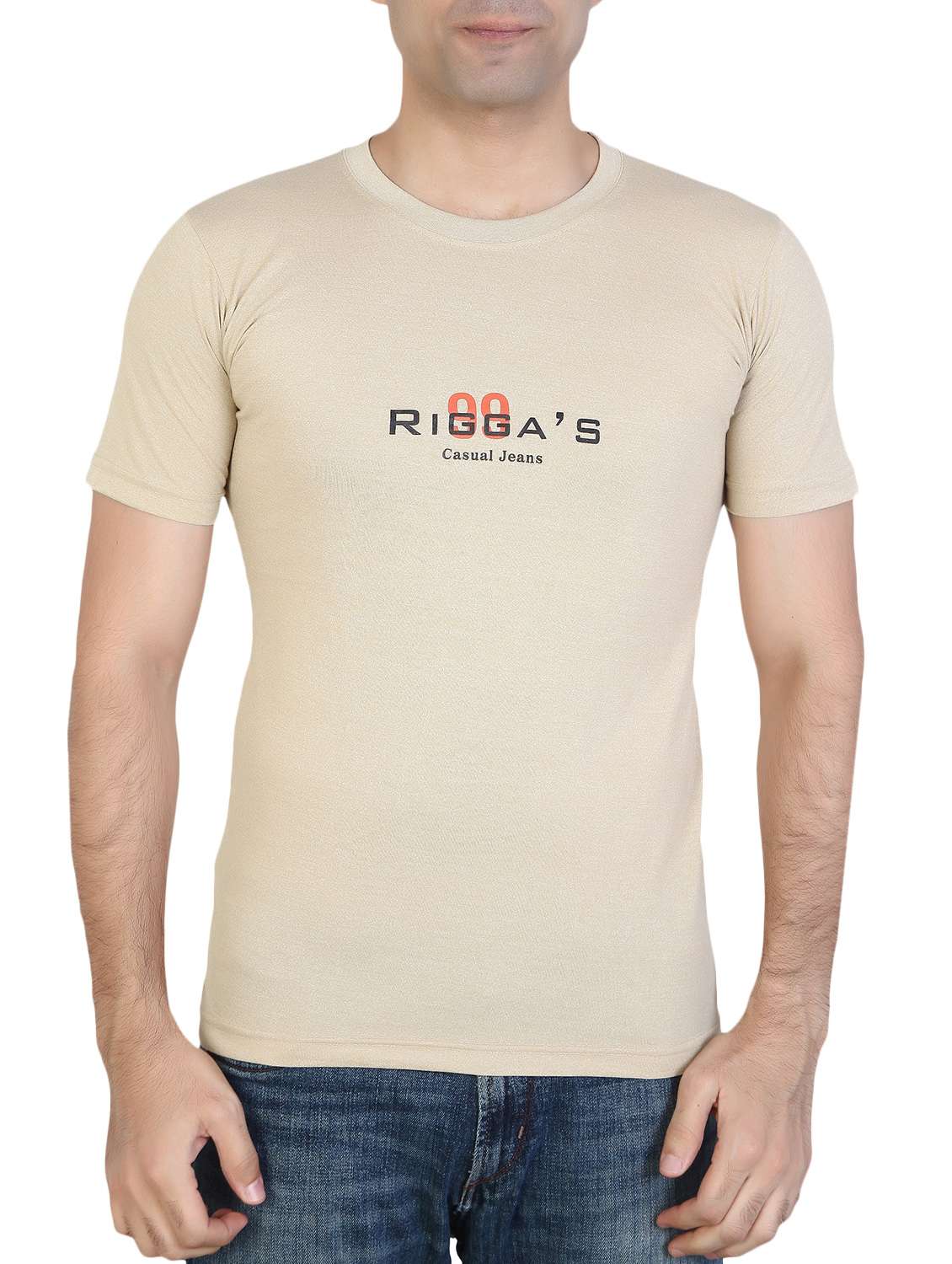 beige cotton blend t-shirt